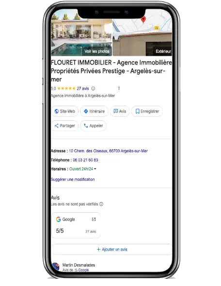 Optimisation Fiche Google - Flouret Immo - Argelès/Mer