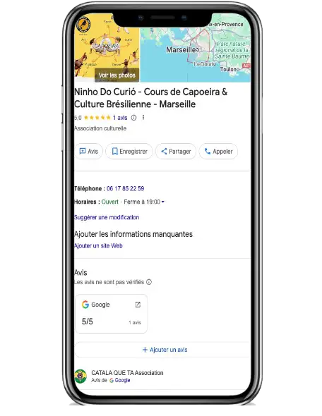 Création Fiche Google - Asso Capoeira Marseille