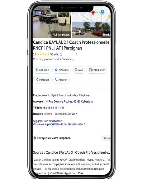 Optimisation Fiche Google - Candice Baylaud Perpignan
