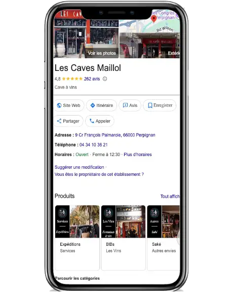 Optimisation Fiche Google - Les Caves Maillol Perpignan